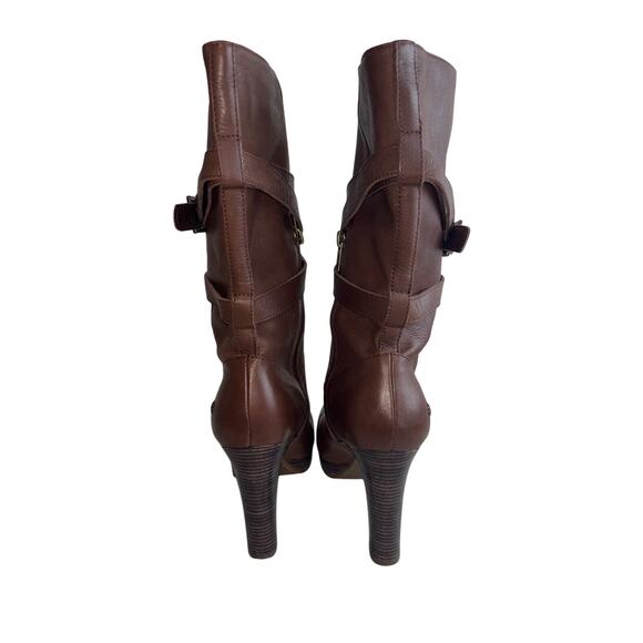 UGG Jardin Brown High Heel Leather Boots Size 8 - Picture 6 of 13